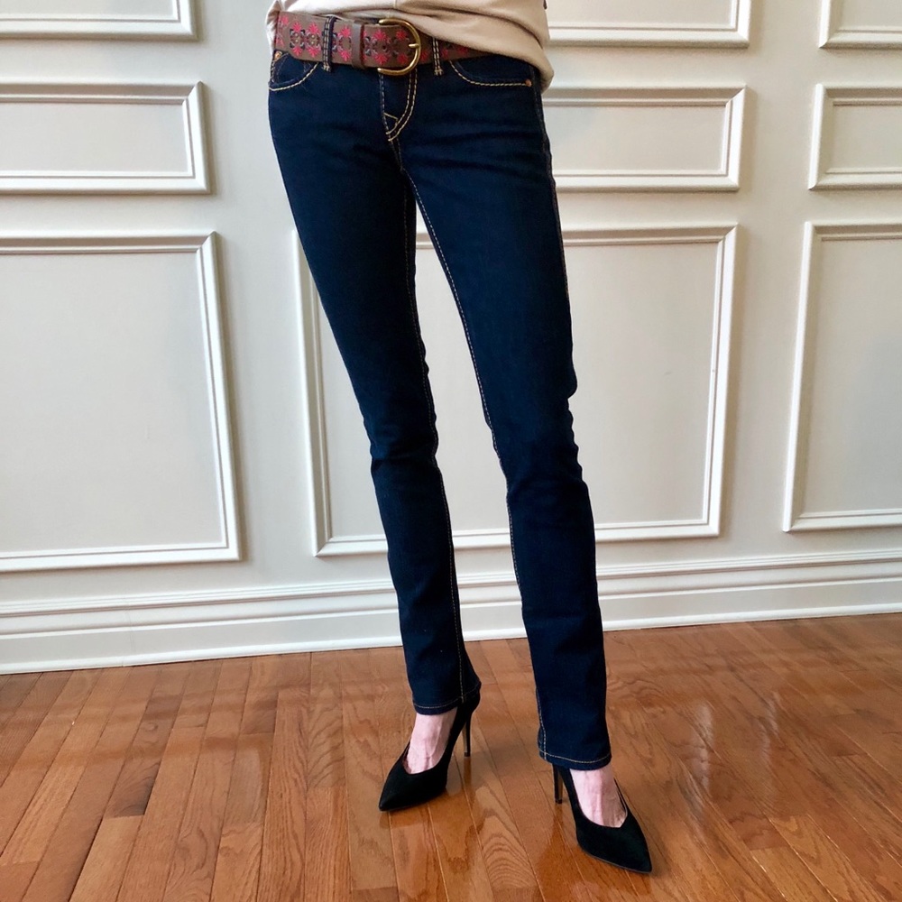 True Religion skinny/straight-leg, low-rise jean